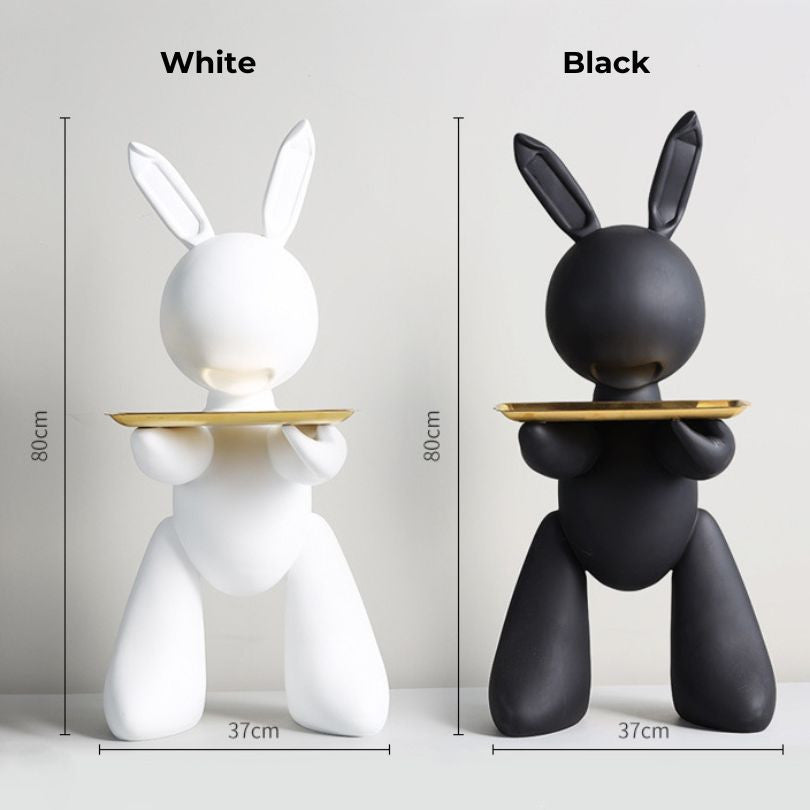 Modern Decorative Resin Rabbit Statue with Tray