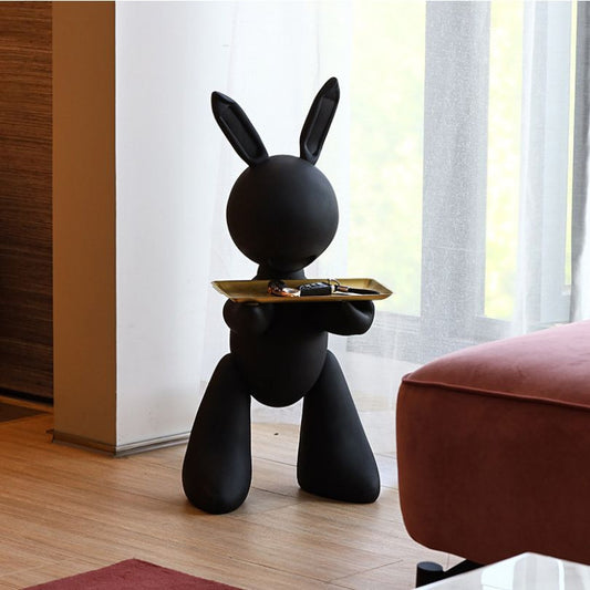 Modern Decorative Resin Rabbit Statue with Tray